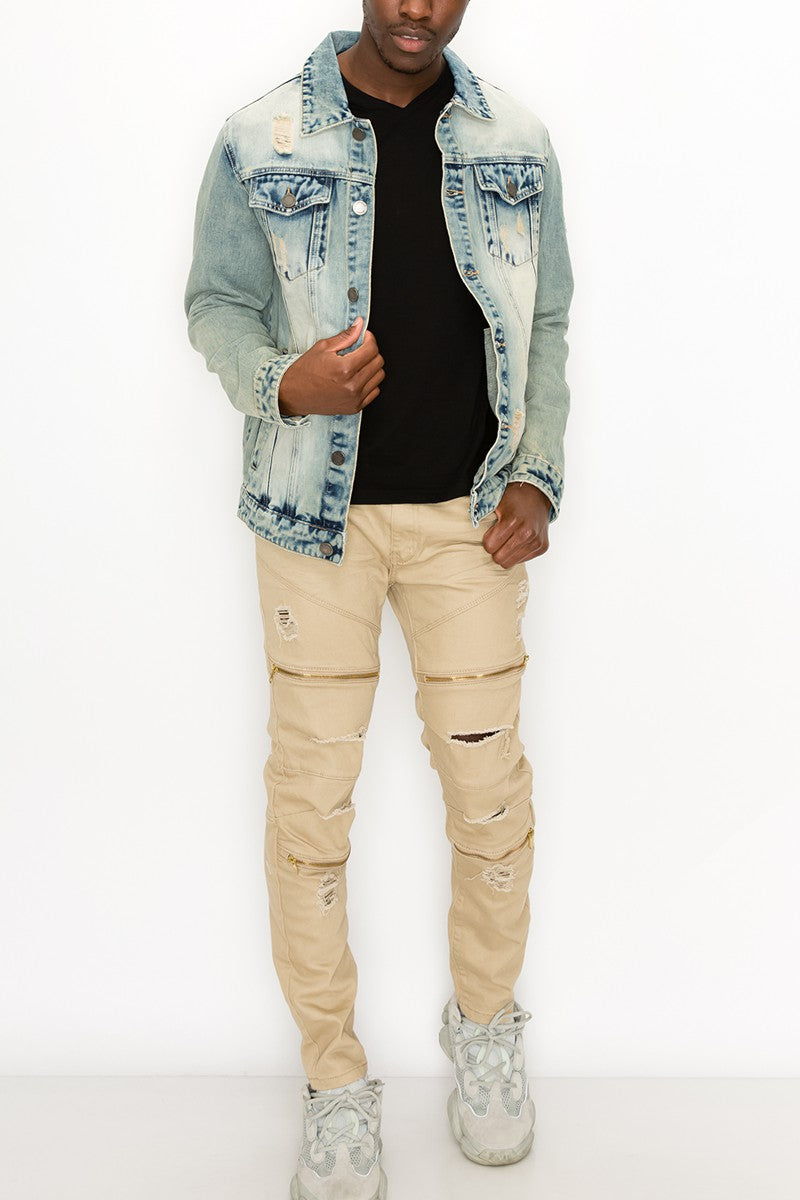 Distressed Lion Denim Jacket