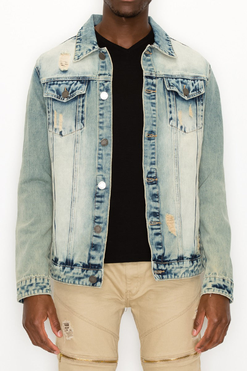 Distressed Lion Denim Jacket