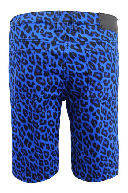 Leopard Print Shorts - Blue