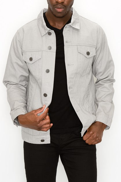 Essential Colored Denim Jacket - Grey
