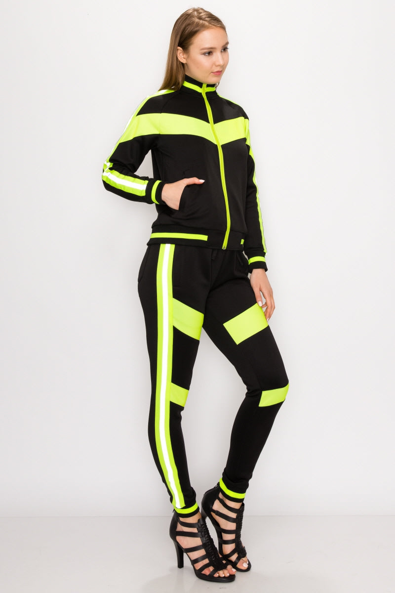 Women's reflective moto track suits