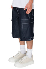 RECON Baggy Fit Cargo Raw Denim Shorts