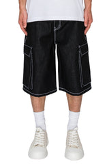 RECON Baggy Fit Cargo Raw Denim Shorts