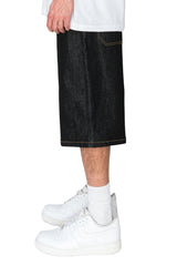 TELLUS Baggy Fit Raw Denim Shorts