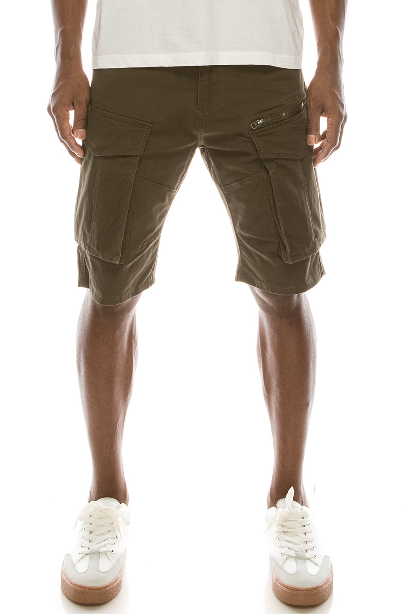 Big Cargo Zipper Color Shorts - Olive