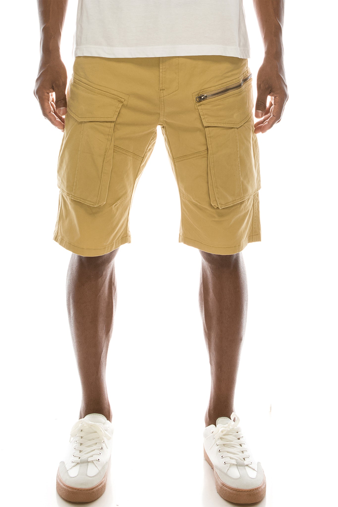 Big Cargo Zipper Color Shorts - Khaki