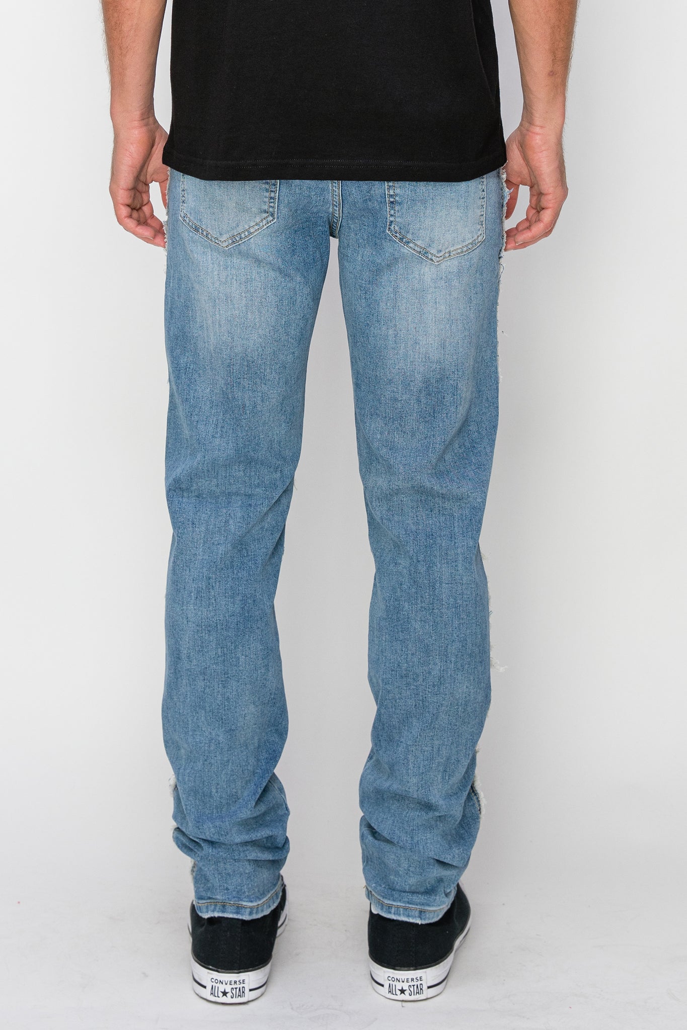 Side Raw Edge Rip & Repair Denim Jeans