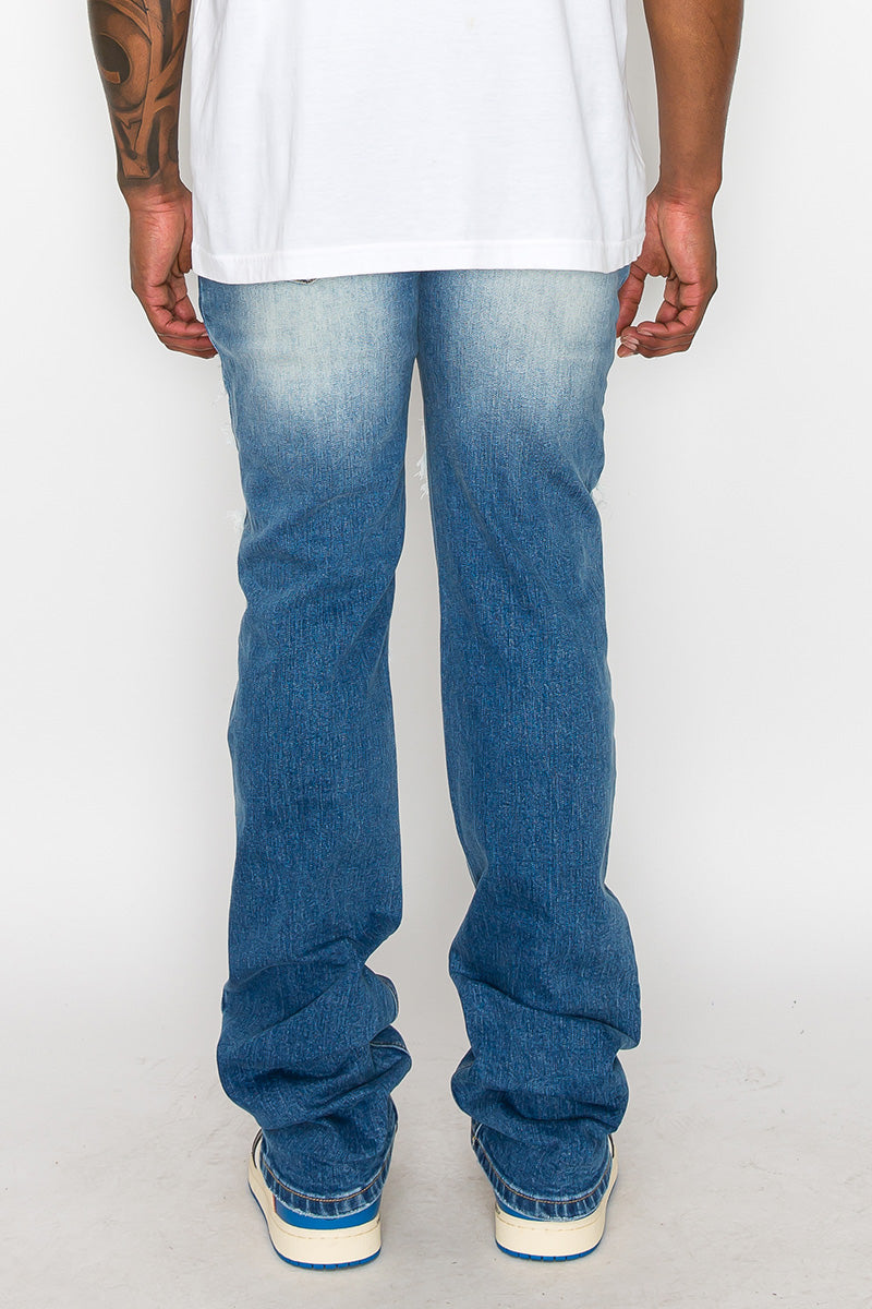 Stacked fit distressed denim Jeans