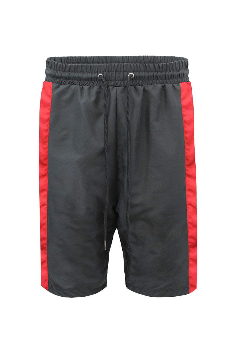 NYLON TRACK SHORTS - BLACK/RED