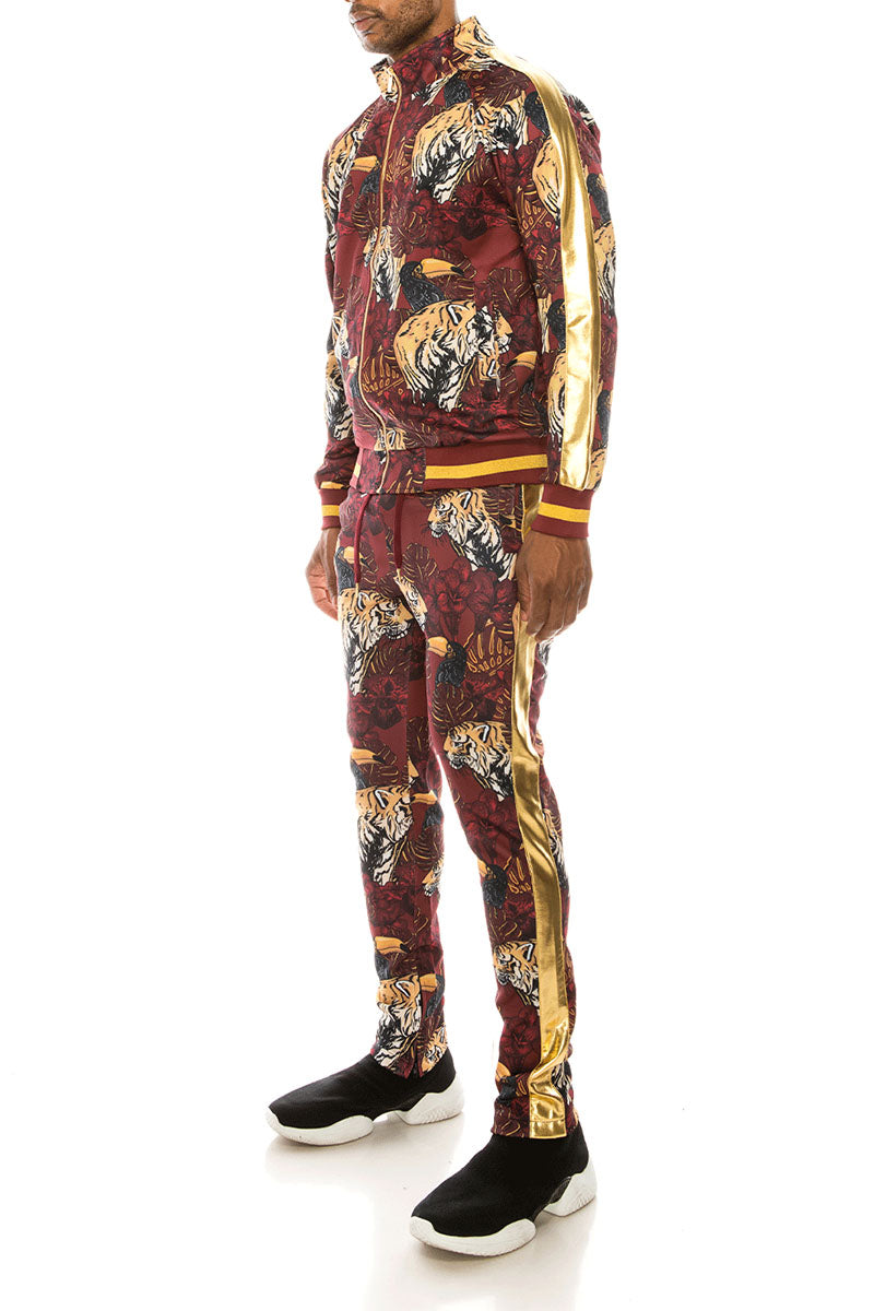 JUNGLE TIGER TRACK SUITS - BURGUNDY