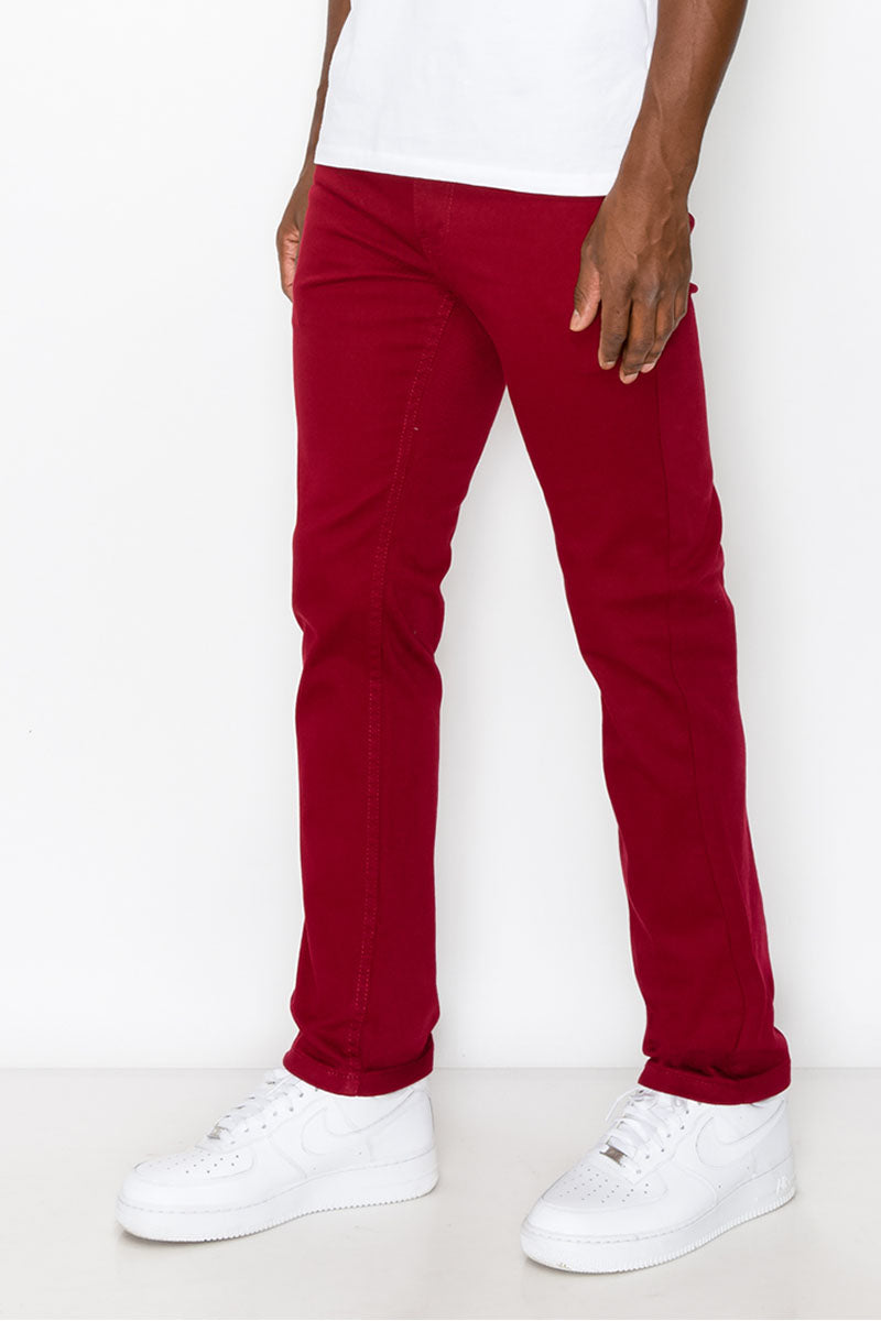 ESSENTIAL COLORED SKINNY JEANS - BURGUNDY