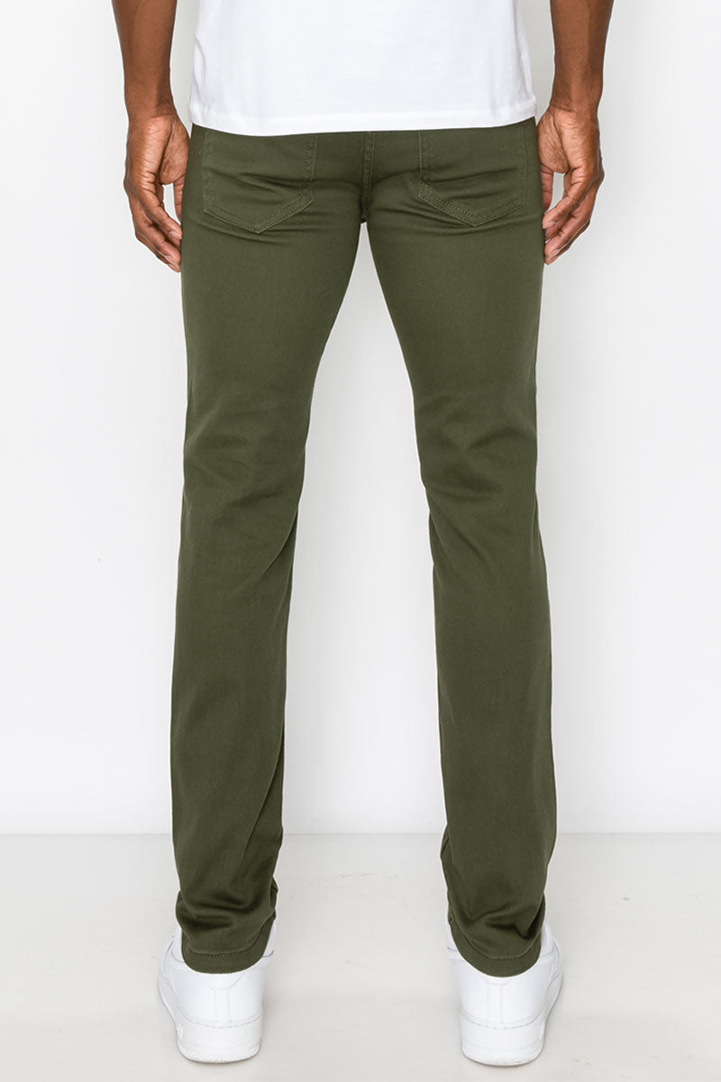 ESSENTIAL COLORED SKINNY JEANS - OLIVE