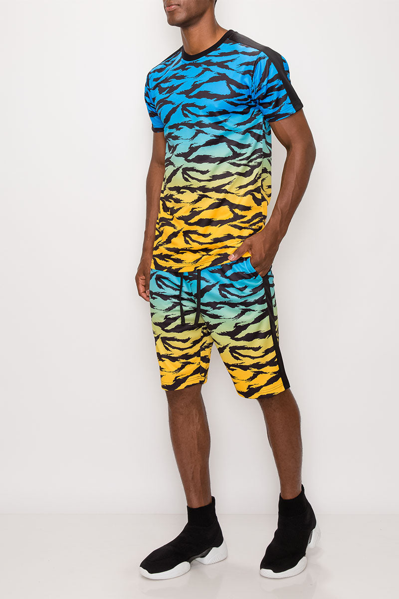 TIGER CAMO GRADATION TRACK SUITS SET - BLUE