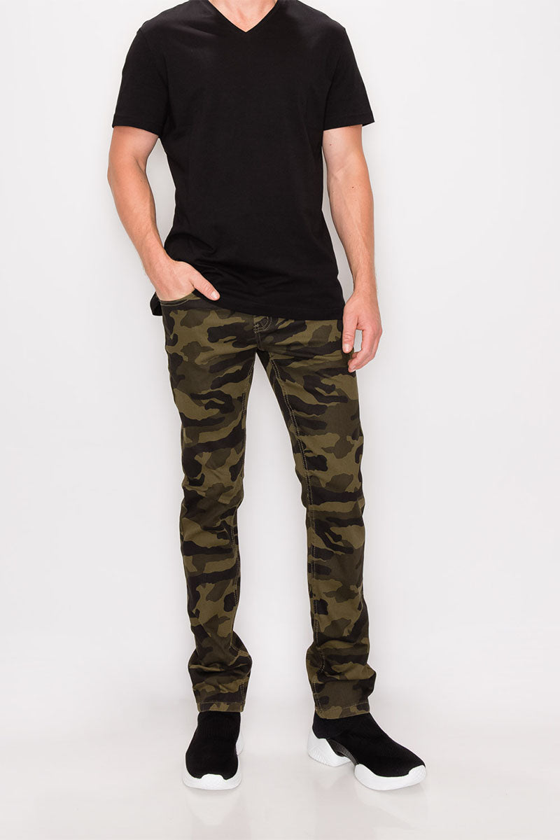 Camouflage Skinny Fit Jeans - Olive Camo