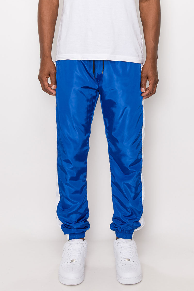 Striped Windbreaker Track Pants - Royal Blue/White