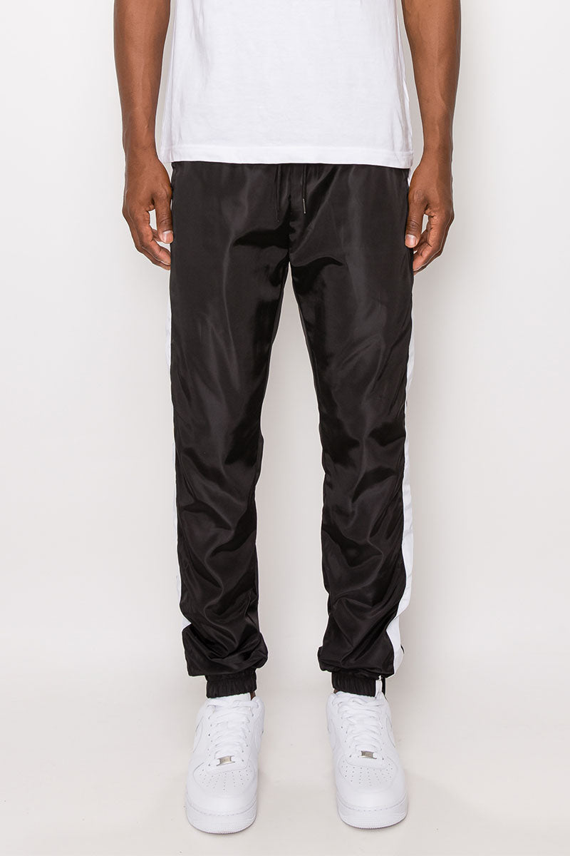 STRIPED WINDBREAKER TRACK PANTS - BLACK/WHITE