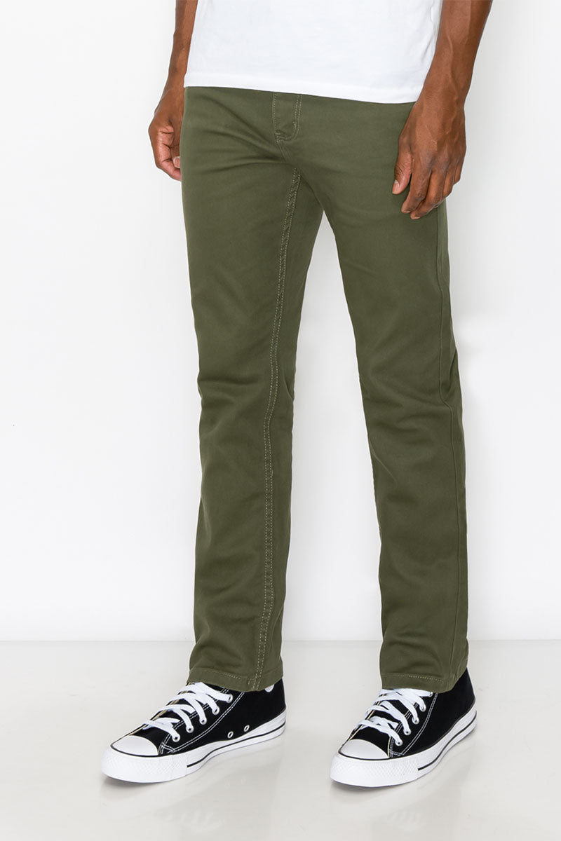 ESSENTIAL COLORED  SLIM JEANS -  OLIVE