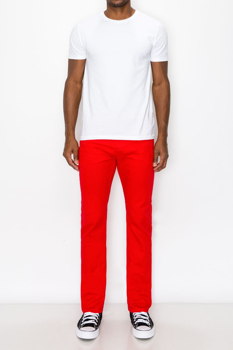 ESSENTIAL  COLORED SLIM JEANS -  RED