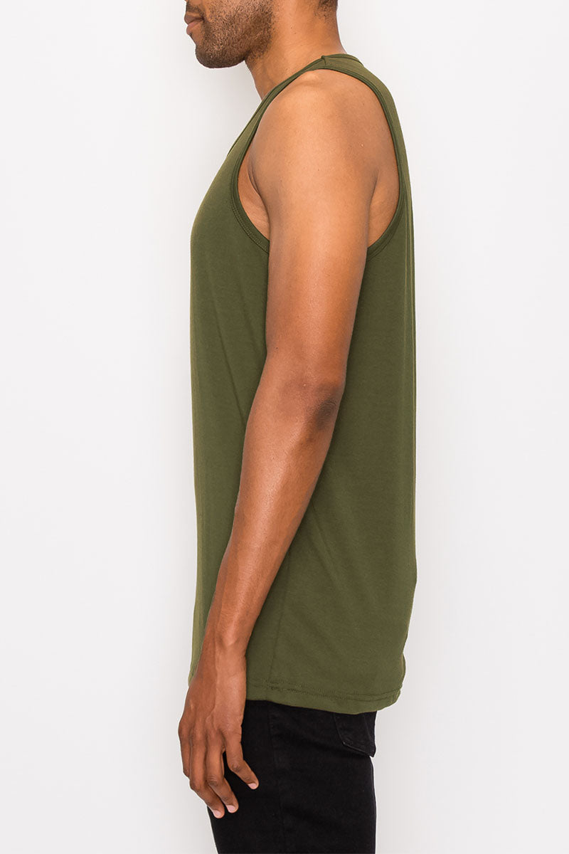 Essential Long Length Tank Top - Olive