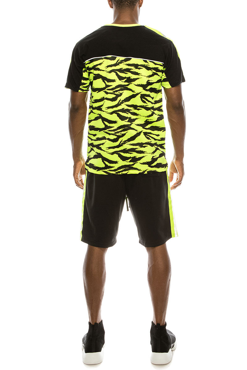 REFLECTIVE TAPE TIGER CAMO SUITS SET - NEON YELLOW