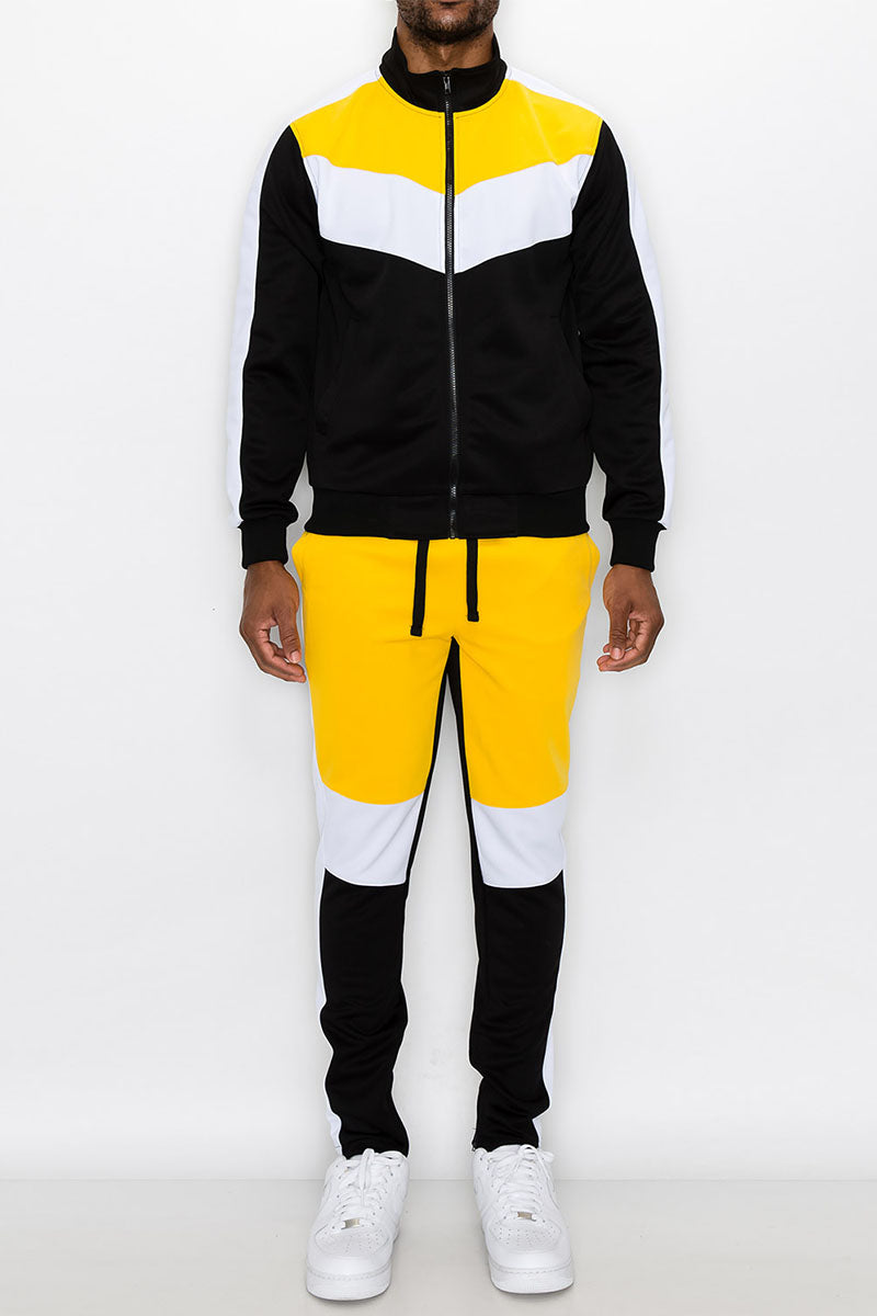 Color Block Track Suit - Gold