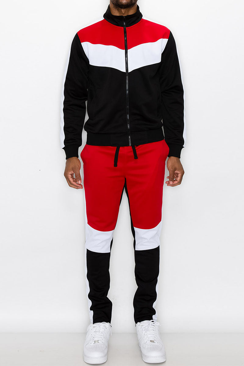 Color Block Track Suit - Red