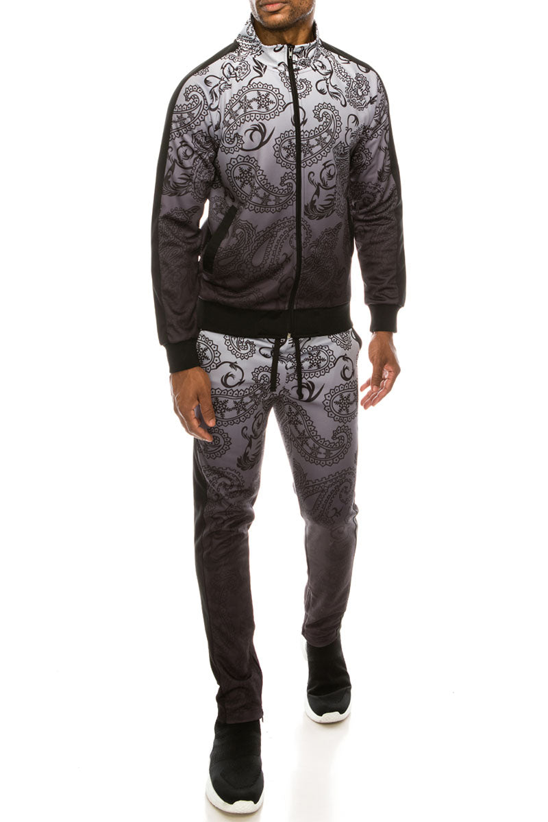 PAISLEY OMBRE TRACK SUITS SET - BLACK