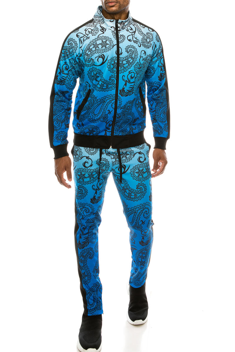 PAISLEY OMBRE TRACK SUITS SET - BLUE