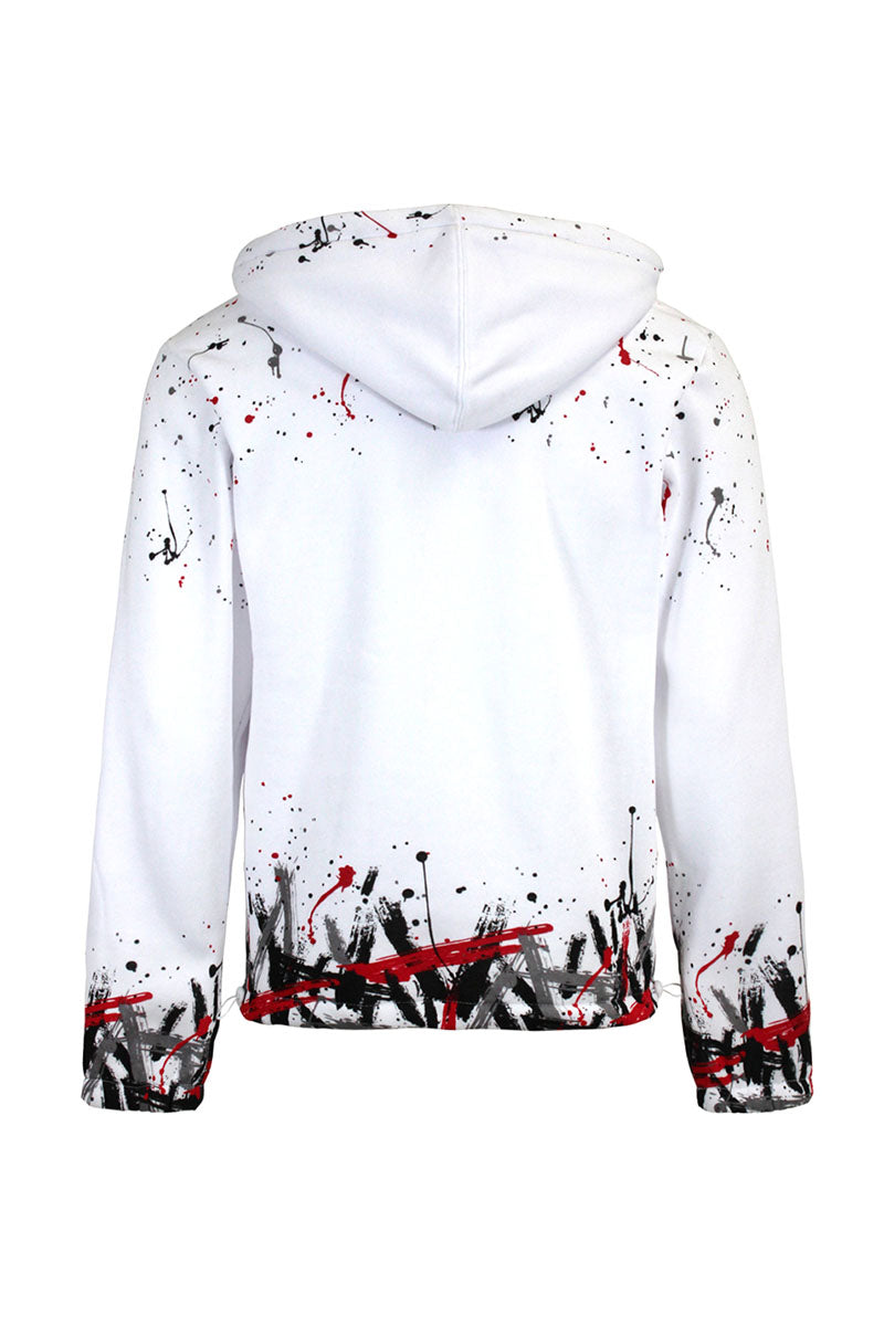 PAINT SPLATTER FLEECE SET - WHITE/RED