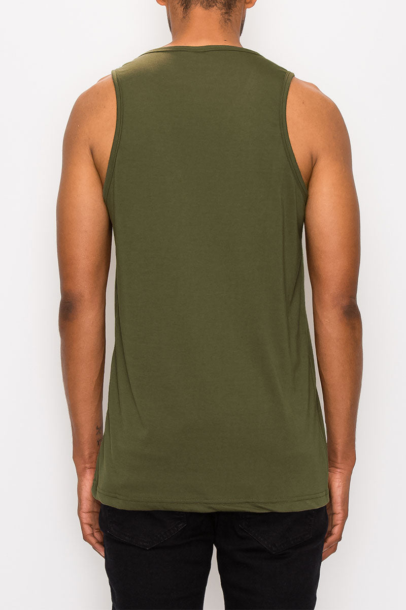 Essential Long Length Tank Top - Olive