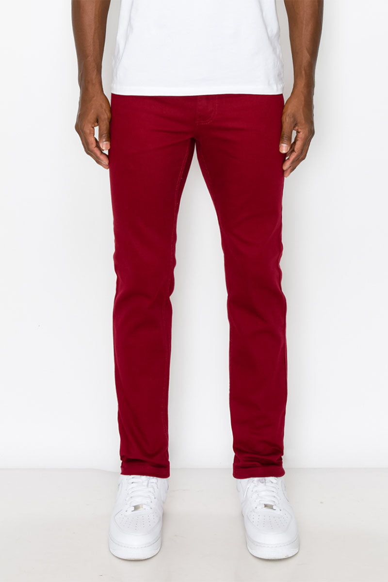 ESSENTIAL COLORED SKINNY JEANS - BURGUNDY