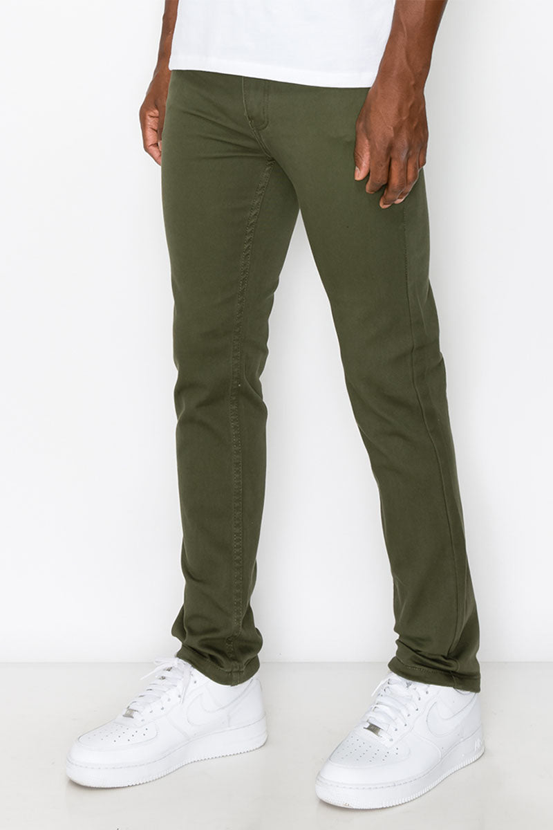 ESSENTIAL COLORED SKINNY JEANS - OLIVE