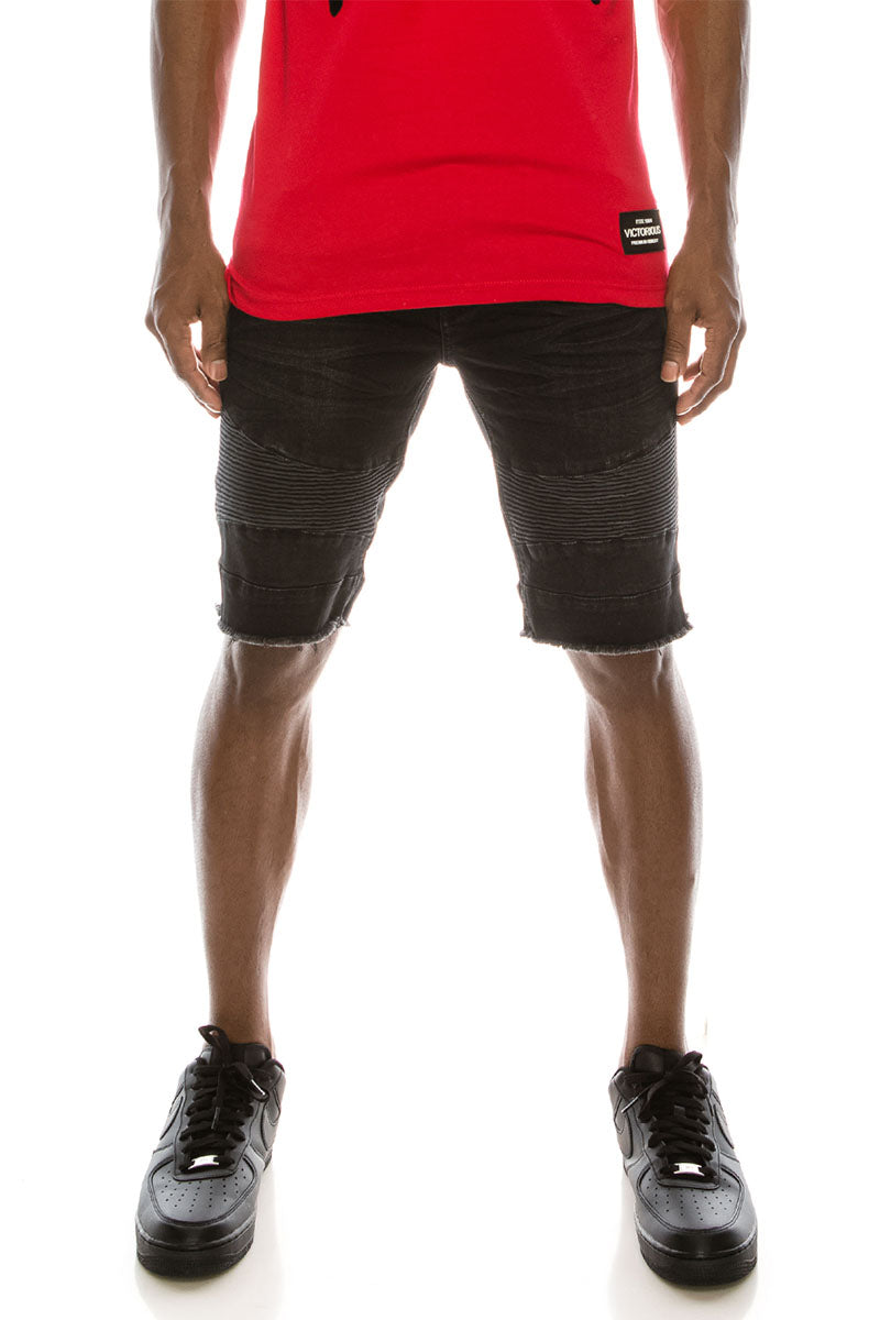 BIKER DENIM SHORTS - SPIDER
