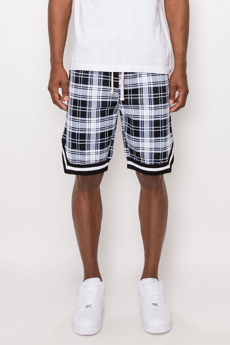 PLAID BASKETBALL SHORTS - WHITE