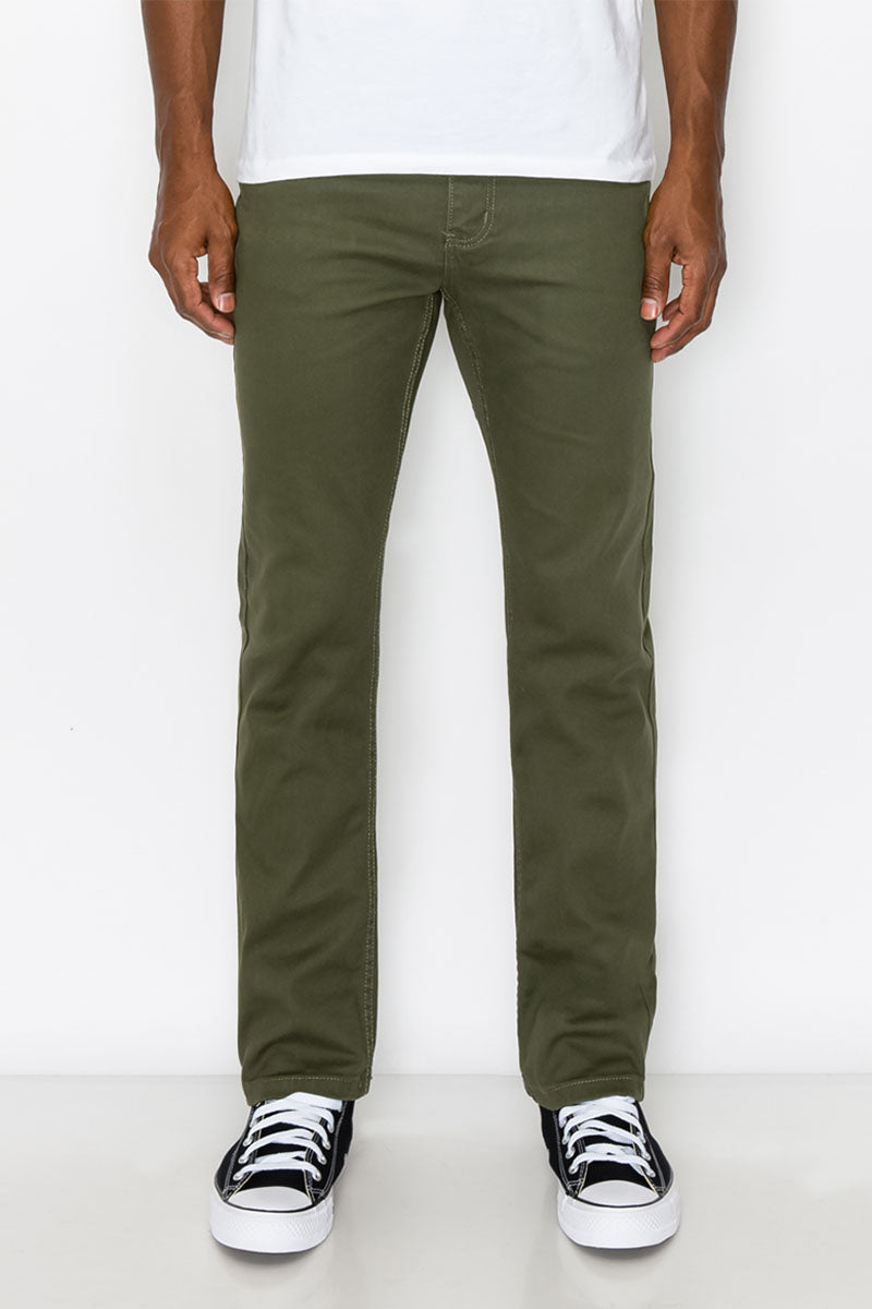 ESSENTIAL COLORED  SLIM JEANS -  OLIVE