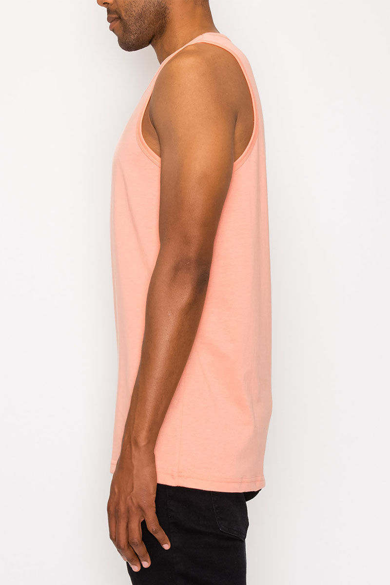 ESSENTIAL LONG LENGTH TANK TOP - CORAL