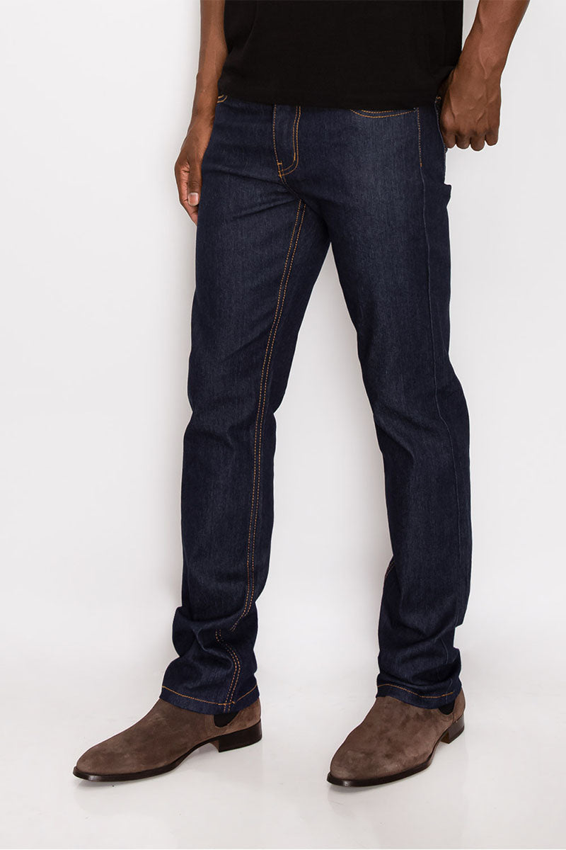 SLIM RAW DENIM JEANS - INDIGO / TIMBER