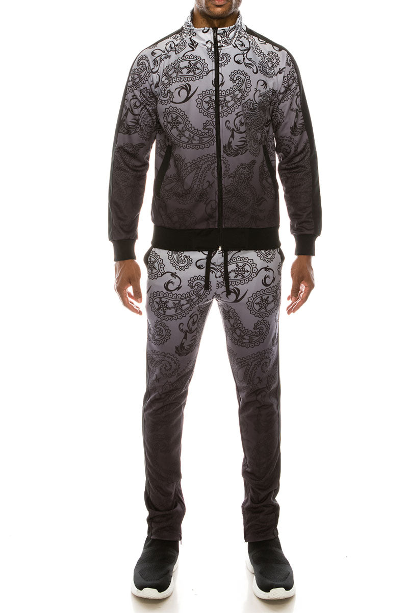 PAISLEY OMBRE TRACK SUITS SET - BLACK