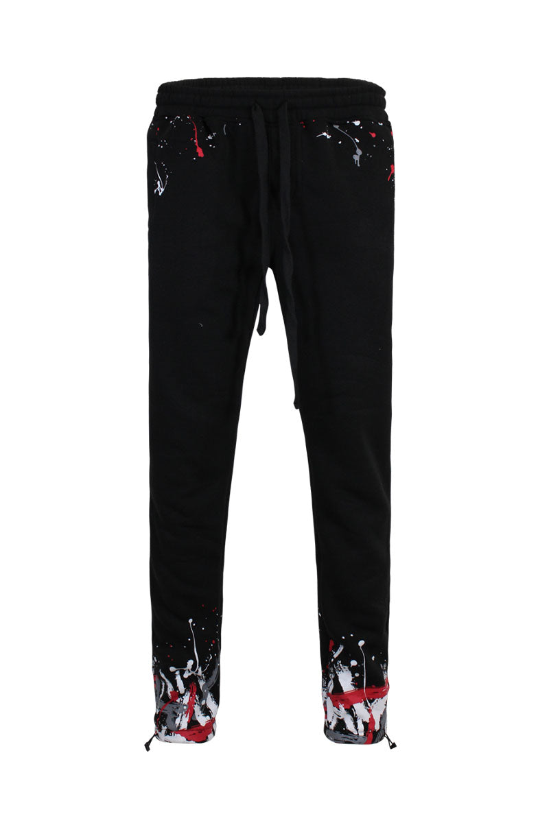 PAINT SPLATTER FLEECE SET - BLACK/RED