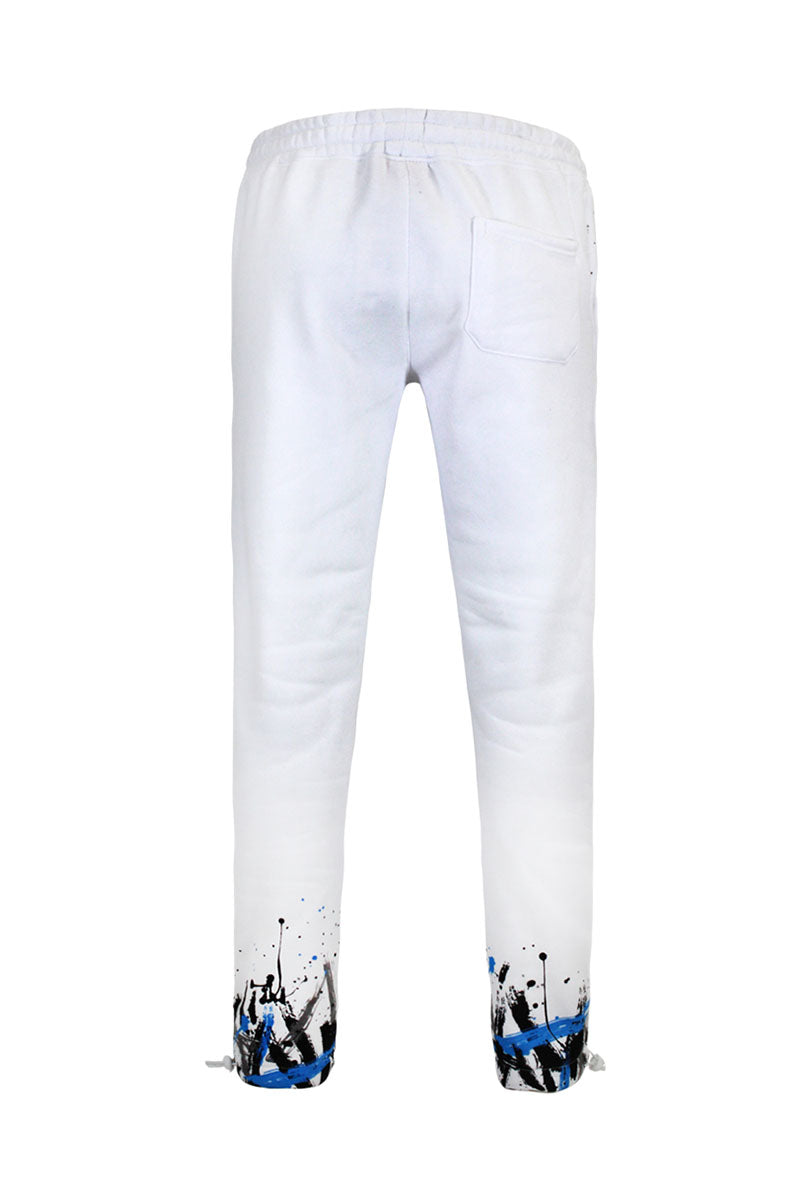 PAINT SPLATTER FLEECE SET - WHITE/SKY BLUE