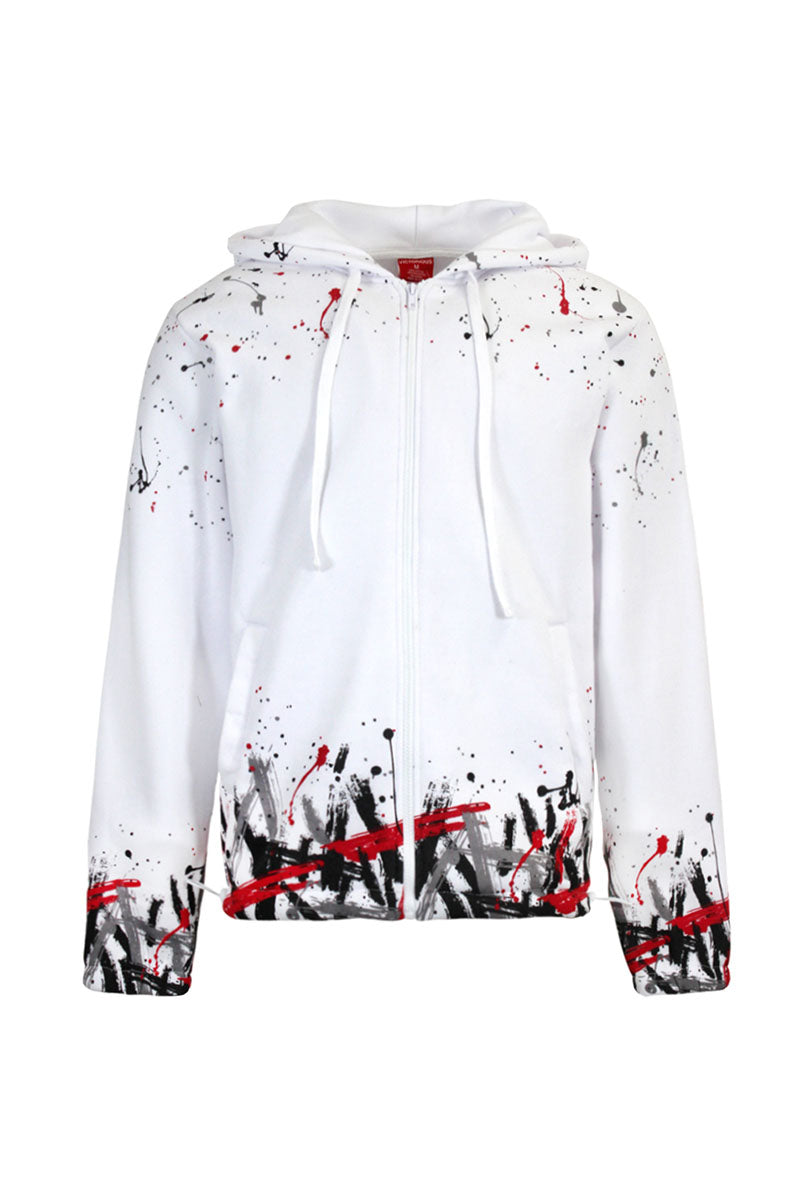 PAINT SPLATTER FLEECE SET - WHITE/RED