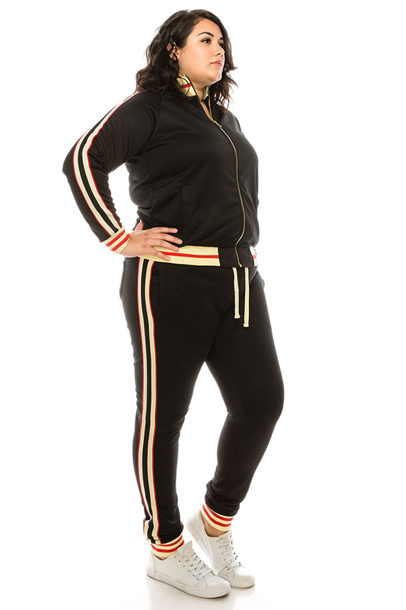 Women's side stripe track suits (curve)
