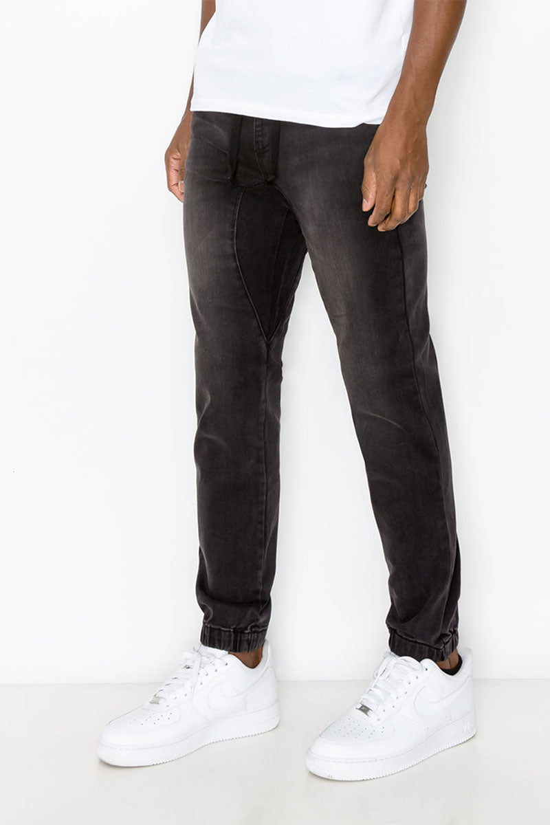 Essential Denim Jogger Pants - Black