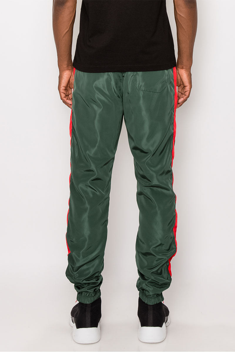 Striped Windbreaker Track Pants - Green/Red