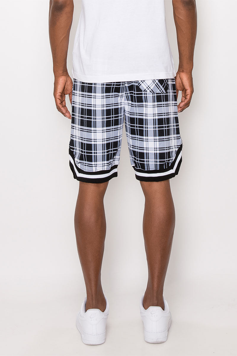 PLAID BASKETBALL SHORTS - WHITE