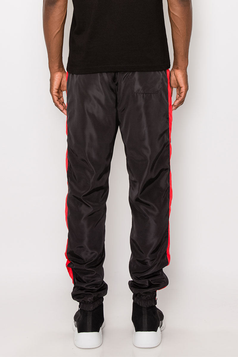 Striped Windbreaker Track Pants - Black/red