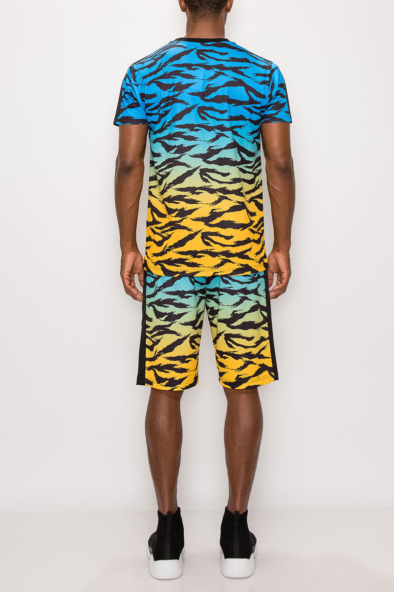 TIGER CAMO GRADATION TRACK SUITS SET - BLUE