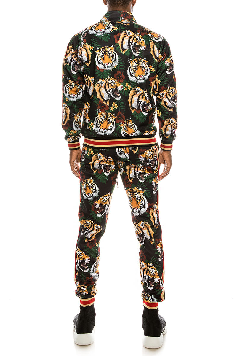 Tiger Floral Track Suit - Black