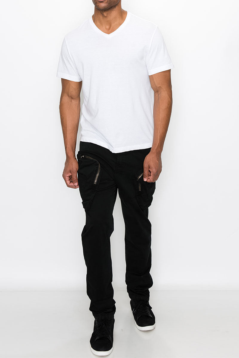 GARMENT WASHED ZIPPER CARGO PANTS