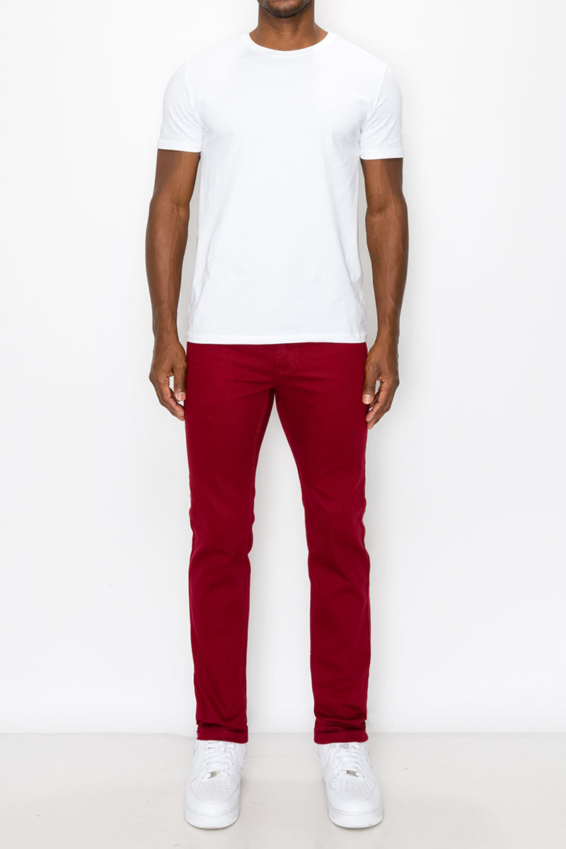 ESSENTIAL COLORED SKINNY JEANS - BURGUNDY